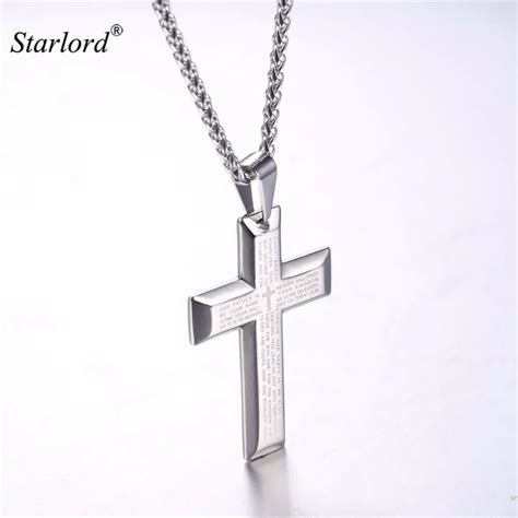 Aliexpress.com : Buy Bible Verse Cross Necklace Pendant Religious Holy Men Never Fade Stainless ...