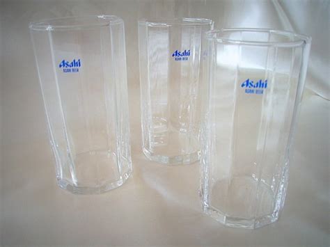 ASAHI Beer Glass Collection Retro Tumblers Japanese Paneled