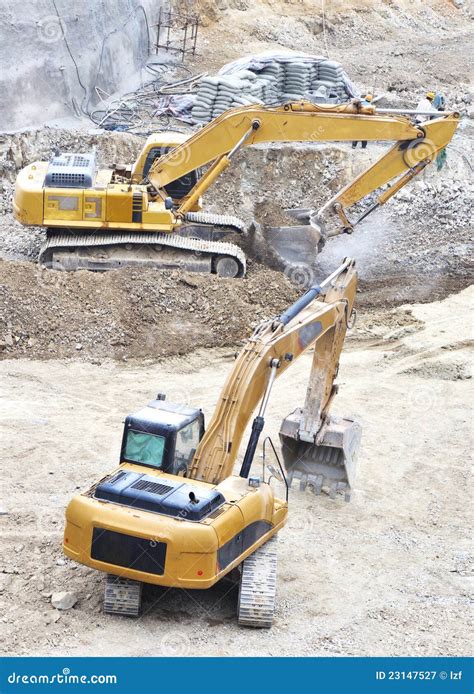 Excavators digging stock image. Image of architectural - 23147527