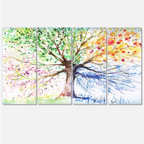 DESIGN ART Designart 'Four Seasons Tree' Floral Metal Wall Art ...