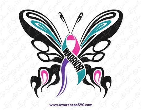 Thyroid Cancer Awareness Butterfly Svg Thyroid Cancer Svg | Etsy