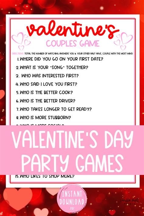 Valentine's Day Couples Game Game Valentine Printable | Etsy in 2021 ...