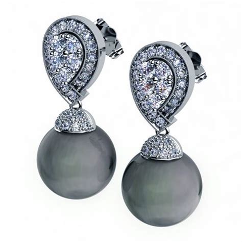 Black Pearl And Pave Diamond Earrings #979 - Seattle Bellevue | Joseph ...