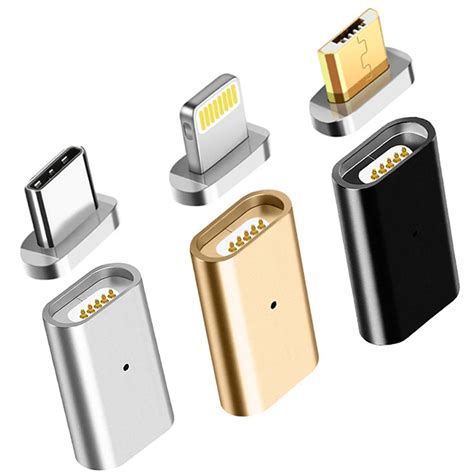 For Lightning to 3.5mm Magnetic USB Micro Female to Type C Micro Male Connector Data Converter ...