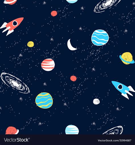 Space seamless pattern print design Royalty Free Vector