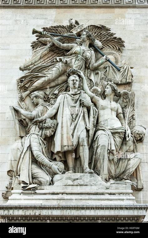 Arc de Triomphe, detail of high-relief Triumph of Napoleon, Paris ...