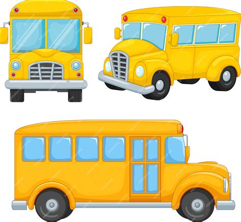 Premium Vector | Set of school bus cartoon