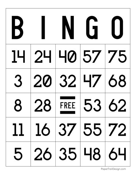 Free Printable Bingo Cards | Paper Trail Design