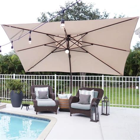 9 x 12 Feet Rectangular Offset Cantilever Umbrella with Solar Lights in ...