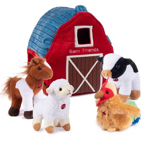 Buy Plush Creations Talking Plush Farm Animals for Toddlers with A Plush Barn House Carrier ...