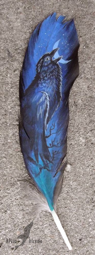 Raven on raven feather by AlviaAlcedo.deviantart.com Raven Feather ...