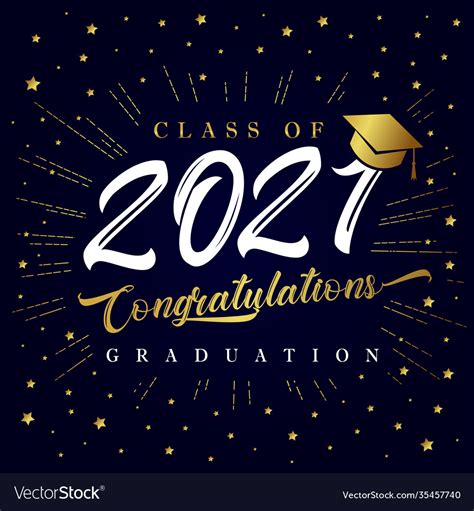 Class 2021 graduation poster with golden star Vector Image