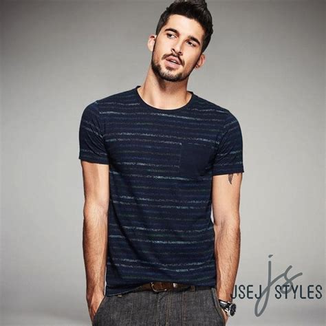 Blue Bare Striped Shirt | Mens tshirts fashion, Mens fashion summer, Mens tshirts