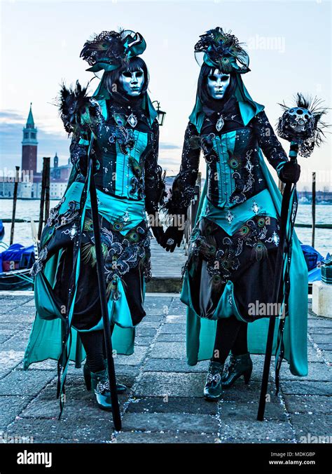 Venice Carnival, costumes, masks, masked ball, February, Piazza San Marco, St Mark's Square ...