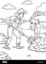 Farmer Coloring Page For Kids Stock Vector Image & Art  Alamy sketch template