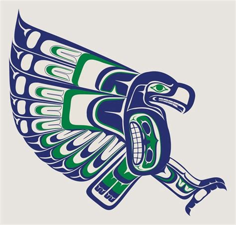 Local Seattle artist creates an amazing Seahawks logo, drawing on PNW native art (link to artist ...