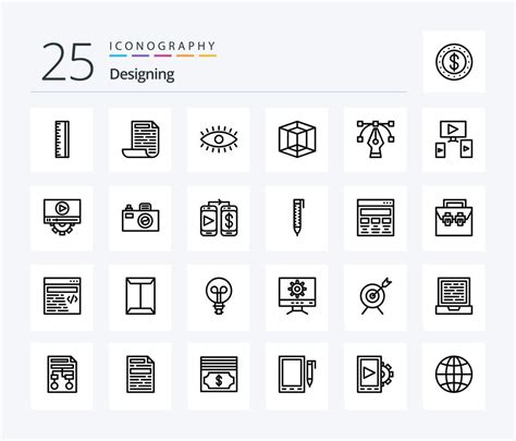 Designing 25 Line icon pack including play. design. watch. video. tool 19456844 Vector Art at ...