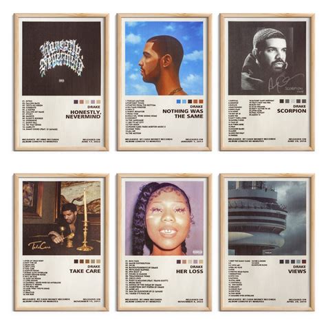 ManRule Drake Poster Set of 6 Album Cover Posters 8 by 12 inch Music ...