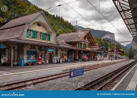 Lauterbrunnen Railway Station, Bernese Oberland, Switzerland Editorial Image - Image of track ...