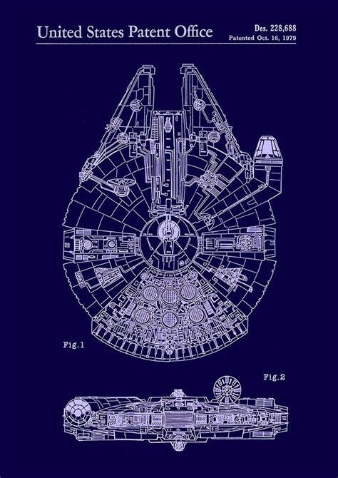 MILLENNIUM FALCON PRINT: Patent Design Artwork Poster – The Print Arcade | Millennium falcon ...