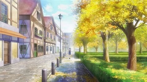 Anime Town, Fall, Town, Anime, Senery, City, Nature, HD wallpaper | Peakpx