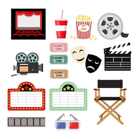 Movie Cliparts Movie Clipart Cinema Movie Ticket Popcorn - Etsy