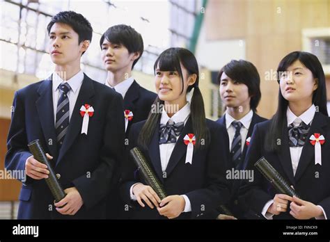 Japanese high school graduation ceremony Stock Photo - Alamy