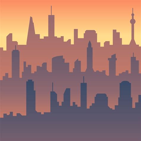 Premium Vector | Cartoon city skyline silhouette