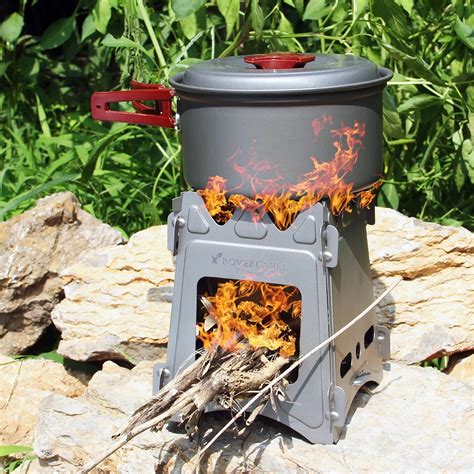 Picnic Camping Wood Burning Stove Outdoor Portable Folding Cookware ...