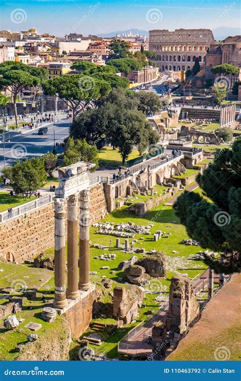 Rome from Above. Aerial View of Rome Roman Forum and Colosseum Stock Photo - Image of rome ...