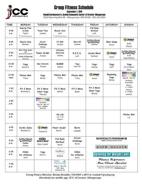 Jcc Fitness Schedule - FitnessRetro