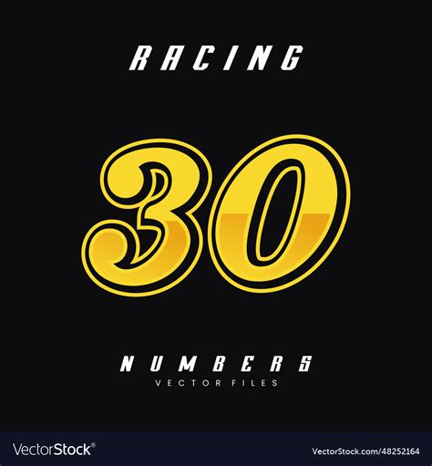 Racing number 30 design template Royalty Free Vector Image