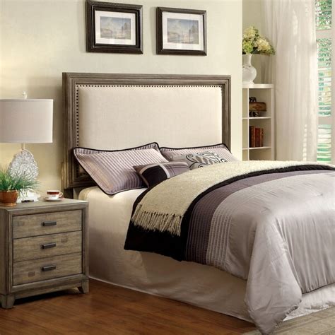 Furniture of America Arian Rustic Grey Upholstered Headboard - 17150216 ...