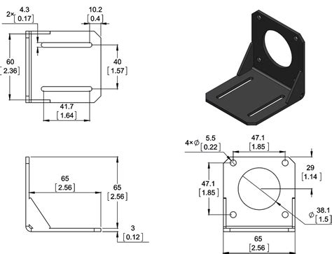 Steel L-Bracket for NEMA 23 Stepper Motors