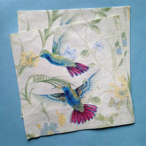 2 x Decoupage Paper Napkins 33*33cm 3 ply wedding paper napkins vintage green bird napkins for ...