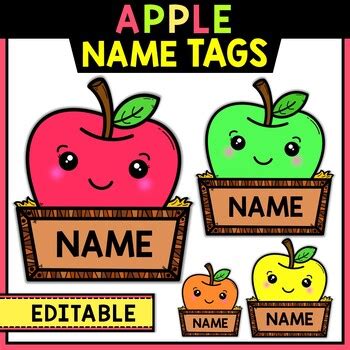 Apple Name Tags | Editable Classroom Decor | Back to School | TPT