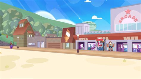 Steven Universe Beach City Arcade With Background Mountain And Blue Sky 4K HD Movies Wallpapers ...