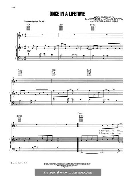 Once In A Lifetime (Michael Bolton) by D. Warren - sheet music on MusicaNeo