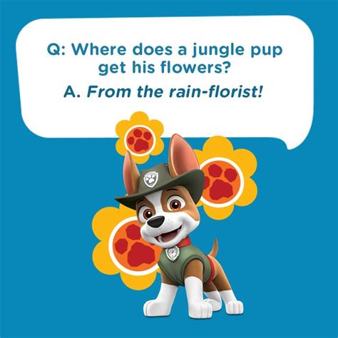 A silly rainforest pun for kids with Tracker the jungle pup from PAW Patrol! | Jokes for kids ...