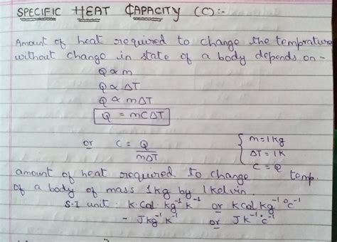 define specific heat capacity and state it's unit - Brainly.in