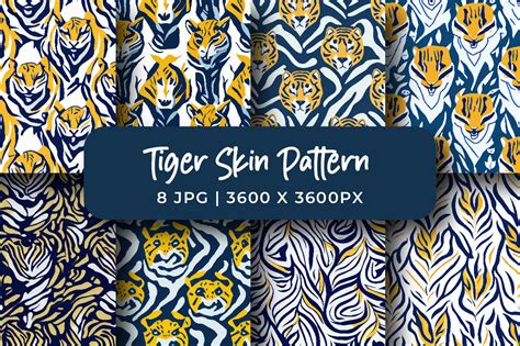 Tiger Skin Texture Seamless Pattern Set Graphic by srempire · Creative Fabrica