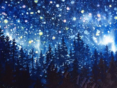 Night Forest Painting at PaintingValley.com | Explore collection of ...