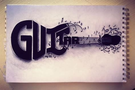 Musical Word Art "Guitar" Drawn by: Art by Anj | Word art typography ...