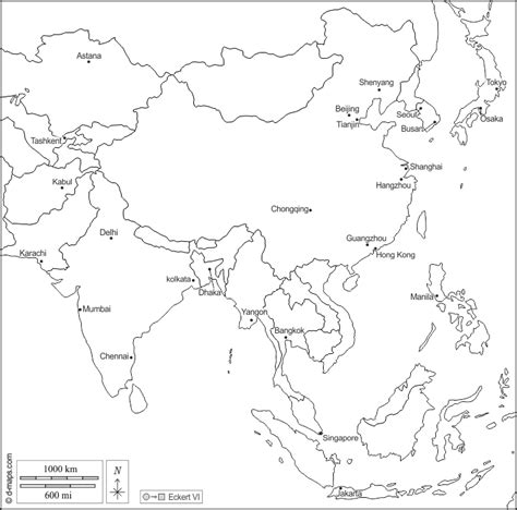 South and east Asia free map, free blank map, free outline map, free base map states, main ...