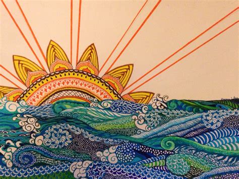 Doodle Art Ocean Sunrise by Dianna LeRoy | Sunrise art, Doodle art ...