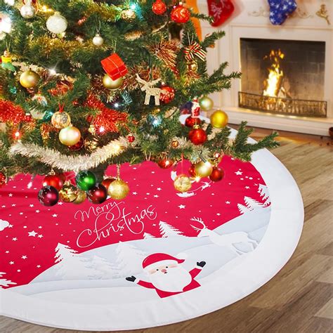 Buy 48-inch Red Santa Claus Reindeer Plush Christmas Tree Skirt ...