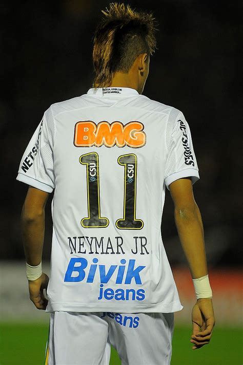 Neymar of Santos in action during their match as part of the Copa ...