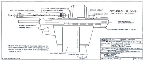 Star Trek Blueprints: General Plans MK-XII Robot Cargo Ship - NCC-G1400