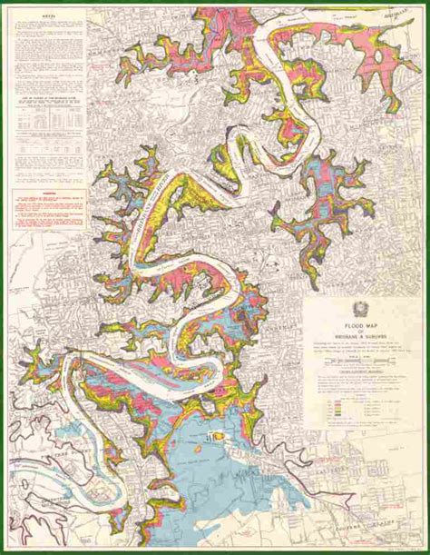 Flood map of Brisbane and suburbs, 1975 | Queensland Historical Atlas