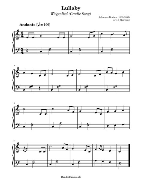 Lullaby - Brahms Sheet music for Piano (Solo) | Musescore.com